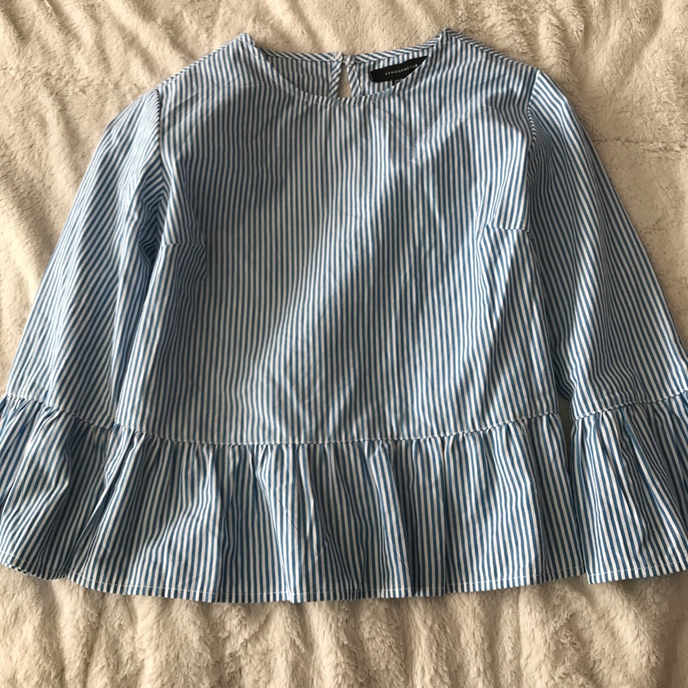 Stripped blue and white top